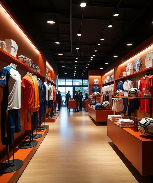 Interno del negozio Tempesta Rete con maglie e attrezzature esposte